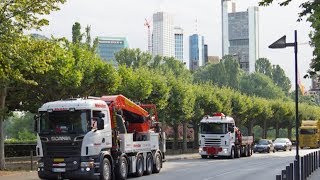 Palfinger Ladekran PK 200002LSH auf Scania R 560 V8 im Einsatz in Frankfurt [upl. by Akinor]