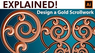 How to make a Gold Scrollwork Border  Adobe Illustrator Tutorial [upl. by Nnyladnarb]