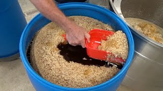 Separating over 350 pounds of honey from wax cappings using a honey wax seperator [upl. by Rikahs]