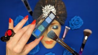 ASMR  Bleu Makeup on Mannequin  Maquillage Bleu sur le Mannequin  No Talking Partly Layered Sound [upl. by Eppes]