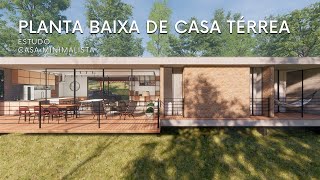 PLANTA BAIXA DE RESIDÊNCIA TÉRREA E MINIMALISTA COM 200m2 IMERSA NA MATA DE CASA BRANCA [upl. by Negriv]