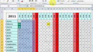 Cómo hacer un mini calendario con festivos en Excel [upl. by Schwenk]