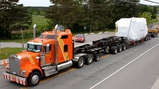 Oversize load truck  Heavy Haul in small town Canada  Alstom Transformer [upl. by Ditzel]