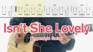 Stevie Wonder／Isnt She Lovely ソロギターTAB Fingerstyle Guitar [upl. by Assirrec]