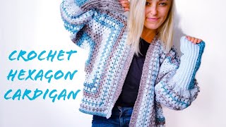 How To Crochet Hexagon Cardigan for Beginners [upl. by Gilus662]