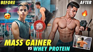 Mass Gainer Vs Whey Protein🤔  How To Gain Weight Faster  Pro Tips For Beginners￼💪🏻 [upl. by Llertrac]