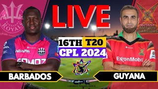 Barbados Royals vs Guyana Amazon Warriors Live Br vs Gaw Live cpl live 2024 Match  16 [upl. by Anirroc]