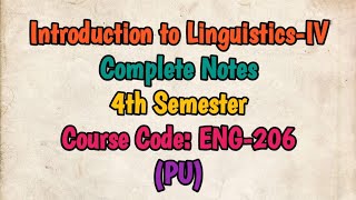 Introduction to LinguisticsIV ENG206 4thsemester punjabuniversity bsnotesbank [upl. by Venu]