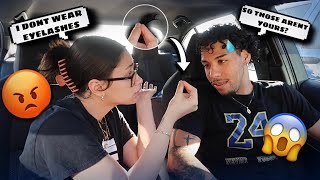 ANOTHER GIRLS LASHES IN MY CAR PRANK SHE’S HEATED [upl. by Esli]