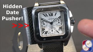 How to set the date on the Cartier Santos XL Chronograph and other Valjoux 7753 Watches [upl. by Nagaet]