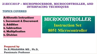 Instruction Set 8051 Microcontroller  Arithmetic Instructions [upl. by Daj366]