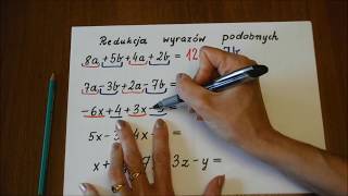 Upraszczanie wyrażeń algebraicznych redukcja wyrazów podobnych [upl. by Theobald552]