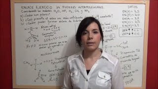 QUIMICA Enlace Ejercicio 34 Polaridad carácter iónico y enlace hidrógeno H2O H2 HF CH4 NH3 [upl. by Friedlander]