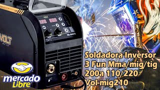 Soldadora Inversor 3 Fun Mmamigtig 200a 110220 Volmig210 Unboxing Prueba Comprada Mercado Libre [upl. by Reiner]