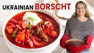 AUTHENTIC UKRAINIAN BORSCHT RECIPE Борщ  my grandmas beet soup [upl. by Eelah]