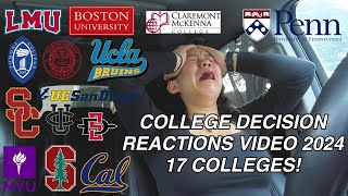 COLLEGE DECISION REACTIONS 2024 UCs UPENN STANFORD and more  17 colleges [upl. by Carlock]