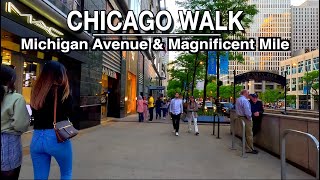 Chicago Downtown Michigan Avenue amp Magnificent Mile Shops  5k 60  City Sounds [upl. by Sterling513]