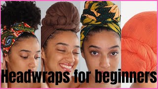 HEADWRAP TUTORIAL 4 EASY STYLES  Natural Hair  AbbieCurls [upl. by Soalokin]