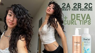 ༄ؘwavy hair routine for 2A 2B amp 2C curls  tips and tricks༄ [upl. by Aremaj]