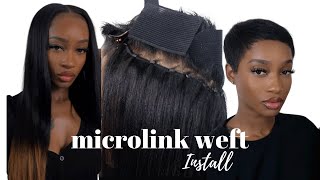 How To Detailed Microlink Weft Extensions On My Short Hair  Curls Queen [upl. by Haswell]