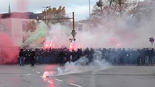 Großeinsatz Hannover vs Braunschweig Fanmarsch Hannover 96  Anund Abreise Braunschweig Fans [upl. by Serafina227]