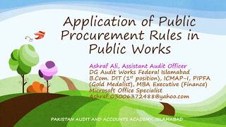 Application of PPRA Public Procurement Rules 2004 in Works Accounts PIPFA Online NTS Test PPSC FPSC [upl. by Muncey]