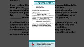 Request Letter for Recommendation Letter  Sample Letter Requesting for a Recommendation Letter [upl. by Samoht703]