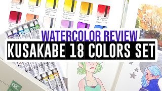 Review amp demo  Kusakabe watercolor set 18x5ml tubes [upl. by Cnahc]