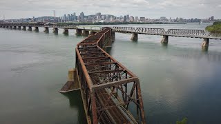 Le pont Victoria Montréal vue du ciel 4k 24fps [upl. by Lehteb]