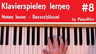 Klavierspielen lernen 8  Noten lesen lernen  Bassschlüssel  HD [upl. by Agemo]