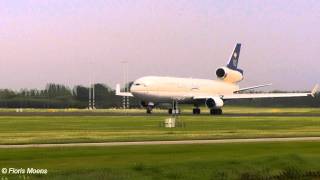 Saudi Arabian Cargo McDonnel Douglas MD11 Takeoff Schiphol HD [upl. by Tearle]