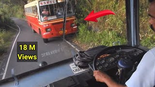 Two KSRTC buses meets dangerously narrow forest road Kerala [upl. by Eniledam251]