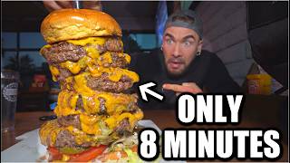 ONLY 8 MINUTES TO BEAT THIS XL CHEESE BURGER CHALLENGE AND EAT FREE  Joel Hansen [upl. by Airyt]