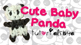 NEW Cute Baby Panda Rainbow Loom CharmFigurine Tutorial [upl. by Nevada]