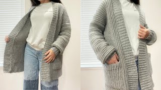 Crochet Classic Ribbed Long Cardigan Tutorial [upl. by Adiahs]