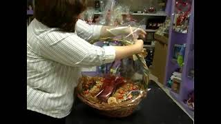 How To Wrap A Gift Basket With Cellophane Part 2 [upl. by Yemiaj]