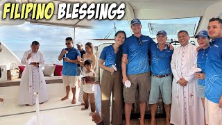 Foreigners RESPECTING Philippines Culture  Boat Blessings amp House Birthday Priest [upl. by Hamimej]