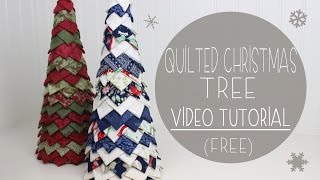 Quilted Christmas Tree Tutorial No Sew  Fabric Tree [upl. by Ahsened]