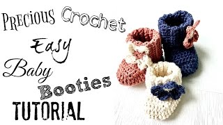 Easy Crochet Baby Booties Tutorial [upl. by Aceber]