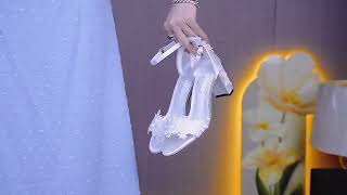 Elegant White Ankle Strap Lace Flower Wedding Shoes [upl. by Eceinert]