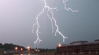 Close lightning strikes thunder with active storm in Bridgeport WV  2006 [upl. by Nitsirk]