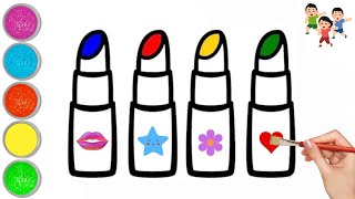 How to Draw A Lipstick 🌈❤️💄  Makeup Drawing Tutorial for Children 💄  Easy StepbyStep Guide [upl. by Nyrhtac723]