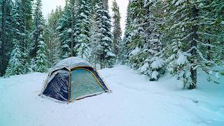 Winter Hot Tent Camping In Snow 15°F  ASMR [upl. by Bertram]