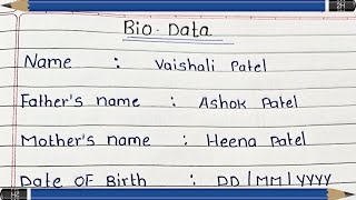 Biodata format  how to write biodataResume  Biodata kaise banaye How To Make BioData In English [upl. by Ahsetel]