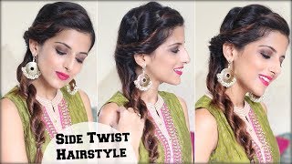 1 MIN Everyday Quick Twist Indian Hairstyle For Medium Hair Easy Hairstyle For The Festive Season [upl. by Anah442]