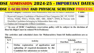 DSE Engineering Admission Process for AY 202425  important dates and activities schedule 202425 [upl. by Atnuahs]