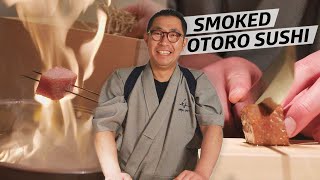 How Sushi Master Hisashi Udatsu Makes Smoked Otoro at His Tokyo Restaurant — Omakase [upl. by Norty511]