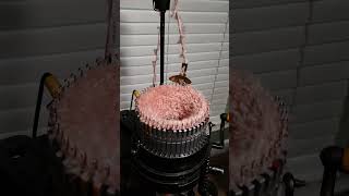 Fuzzy Fur on Slow Motion Circular Sock Machine Erlbacher Knitting Machine [upl. by Eladnek641]