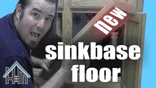 How to replace rotted sink base cabinet floor bottom Easy Home Mender [upl. by Leamhsi]