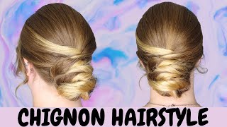 How to do EASY chignon hairstyle  smooth low updo [upl. by Lativa193]